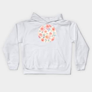 Faded Pink and Peach Painted Roses Kids Hoodie